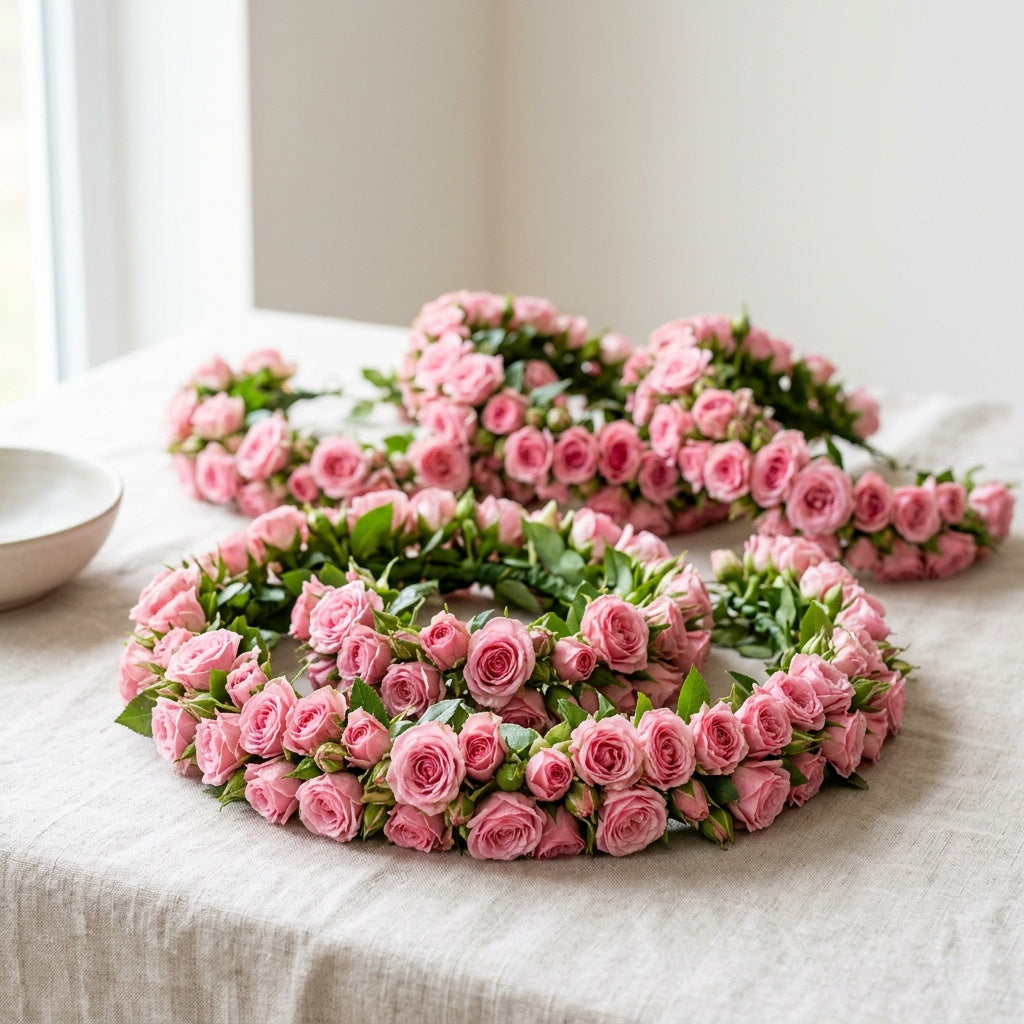 Fresh Button Rose Garlands (Cost per ft)