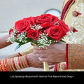 Lilly Sampangi Bouquet with Jasmine Pink Rose and Gold Design